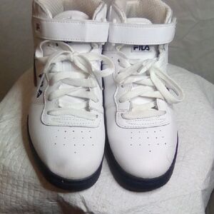 Fila Kids White and Black High-Top Sneakers